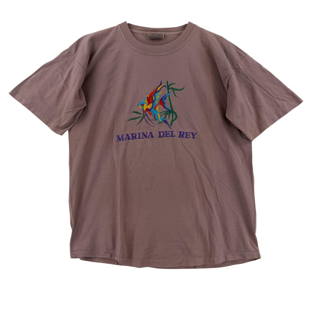 Vintage Kokopelli Shirt Mens XL Purple Marina Del Rey Fish Beach Tee T-Shirt